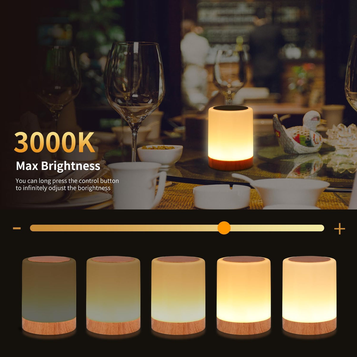 OORUN Touch Bedside Table Lamp,13 RGB Colors & 5 Brightness, USB Rechargeable Desk Lamp, Remote Control Dimmable Night Light with RGB Color Changing,Portable Lamp for Baby, Bedroom, Living Room