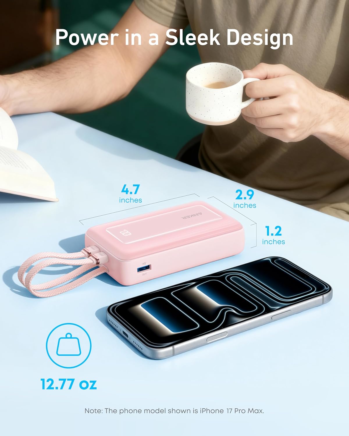 Anker Power Bank,20,000mAh 30W Portable Charger,USB-C and Lightning Cables