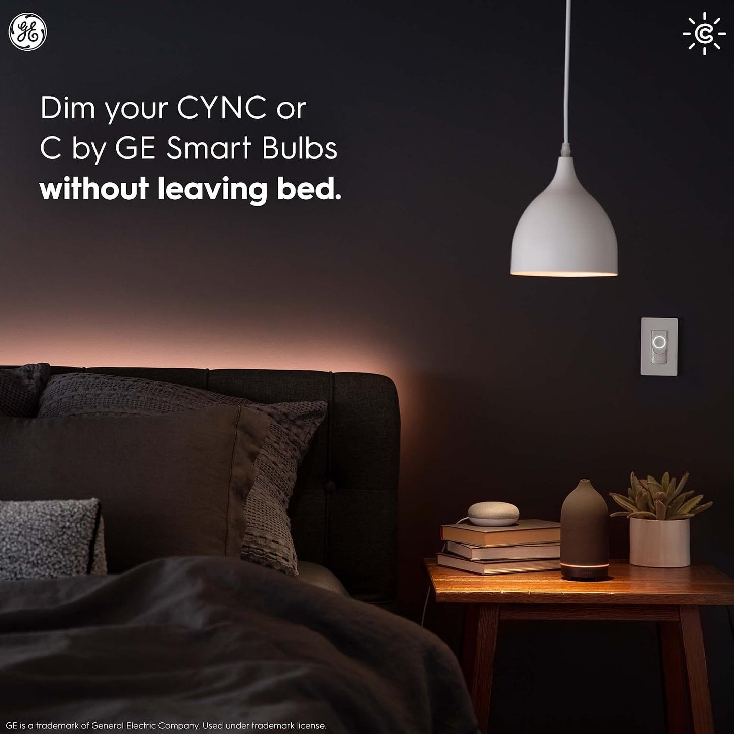 GE CYNC Smart Dimmer Switch, Wire-Free, Bluetooth, White (1 Pack)