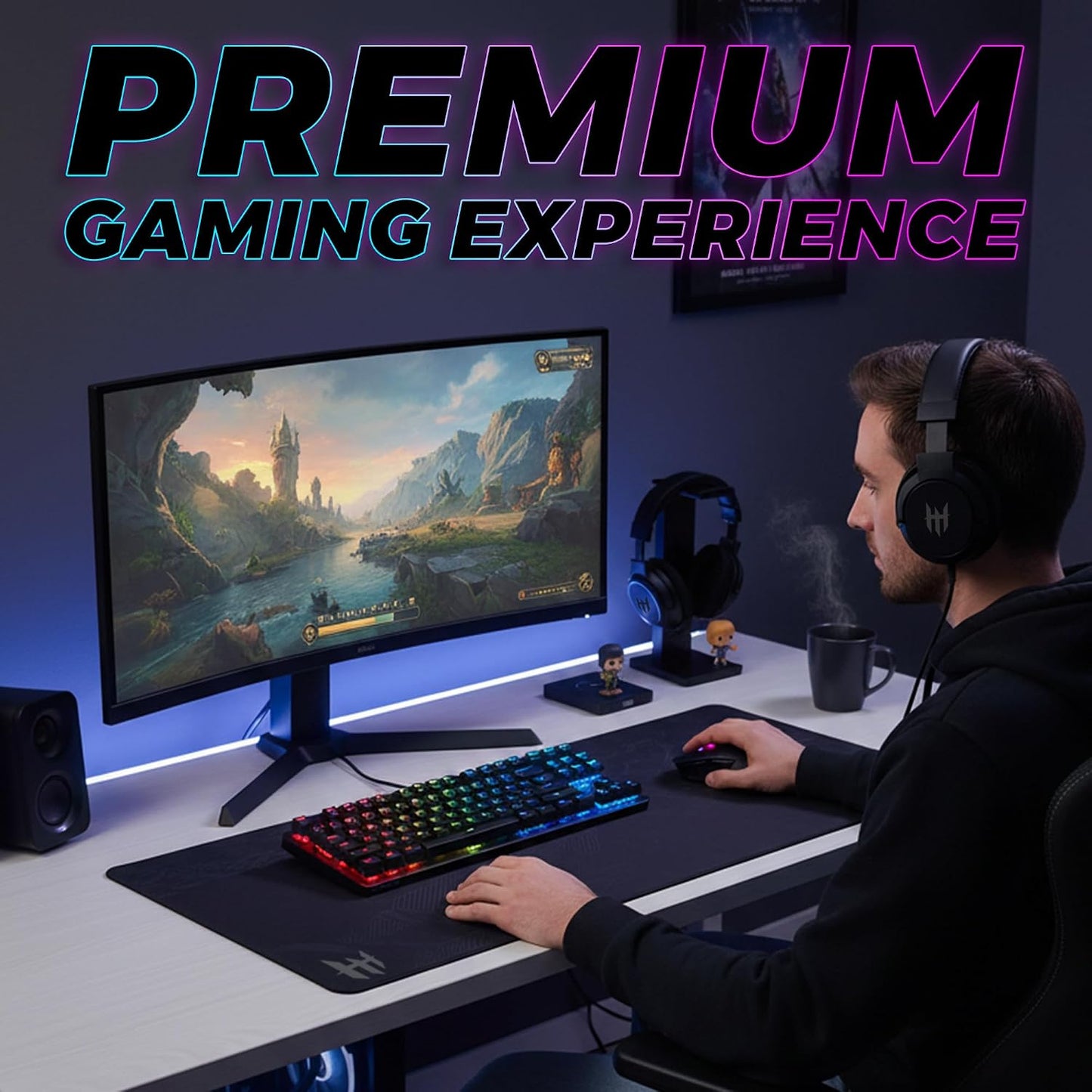 TECWARE Phantom 87 Key RGB Mechanical Gaming Keyboard | Outemu Red Switch | 16.8M Color LED Lighting | 18 Pre-Set | Low Latency | N-Key Rollover | Software Customizable Keys | Wired USB Connection
