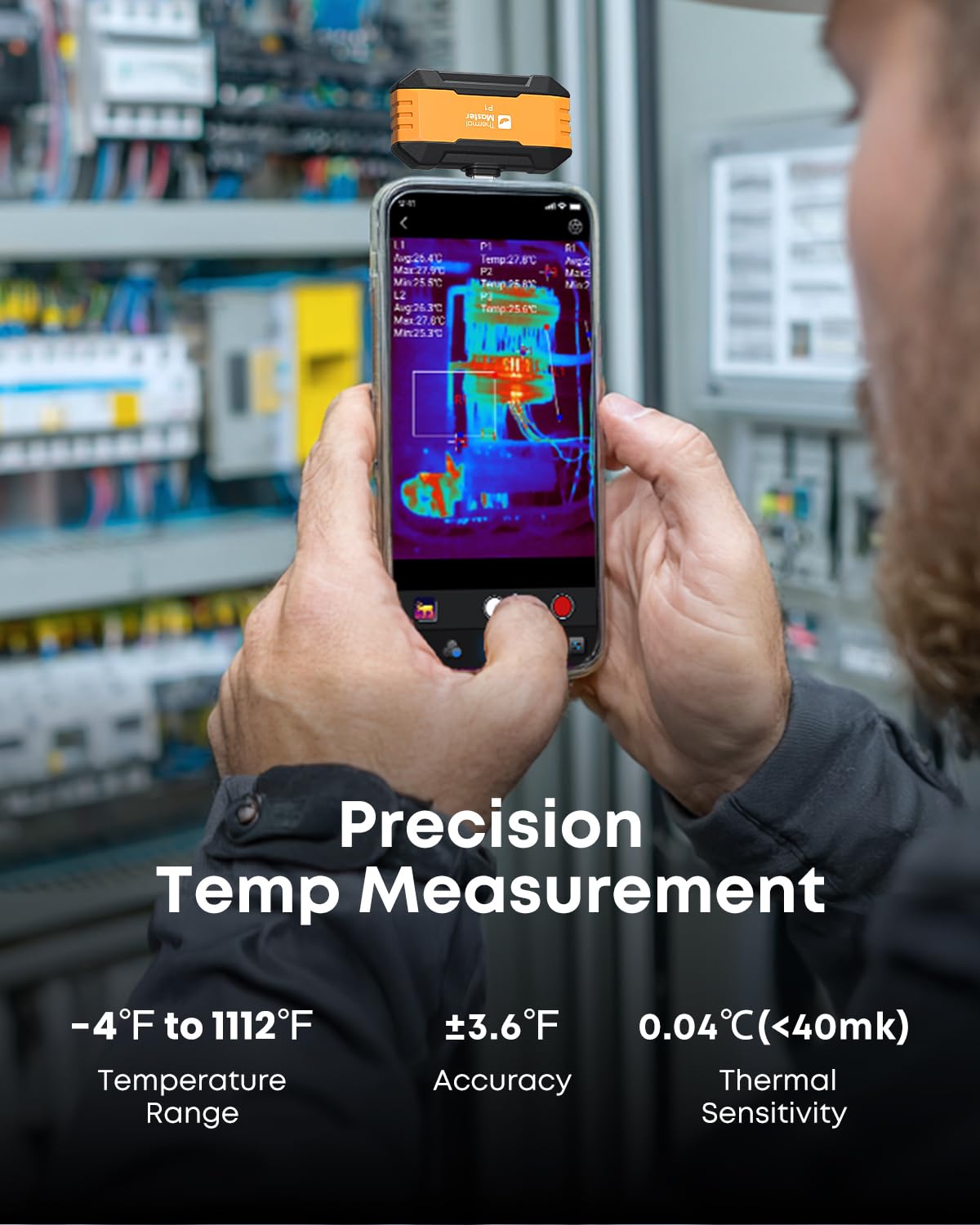 Thermal Master P1 Thermal Camera for USB-C iPhone Android, Orange | 320x240 X³ 160x120 Ir Resolution, ±3.6℉ Accuracy, Spot Tracker, 15x Zoom 25Hz Infrared Imager for HVAC Home Inspection