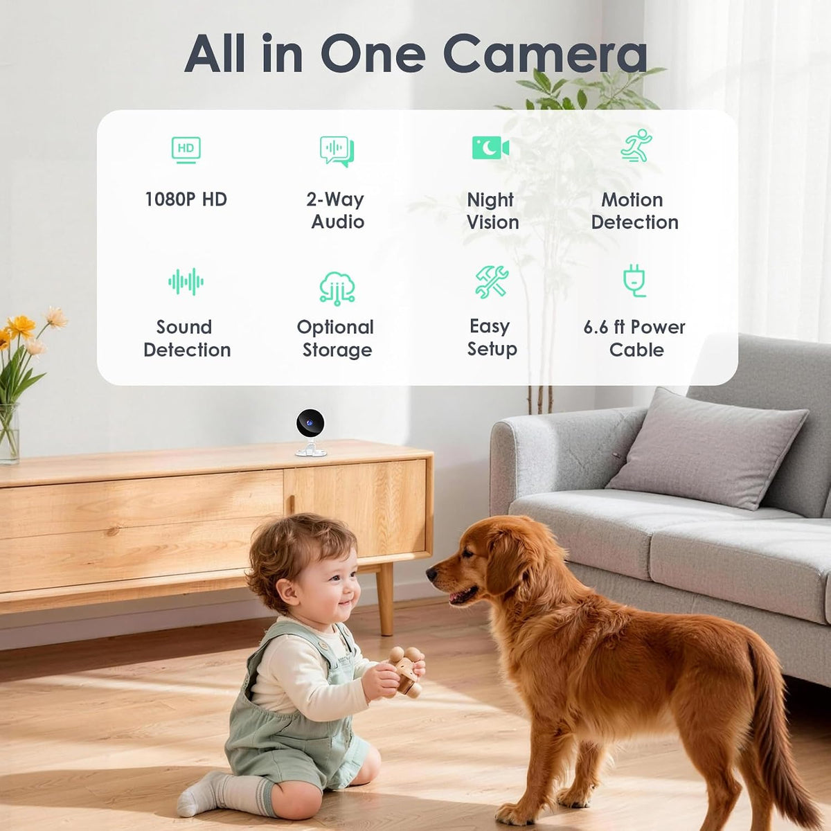 YOTON Indoor Security Camera for Baby Monitor, Home & Pets, 2.4GHz Wi-Fi