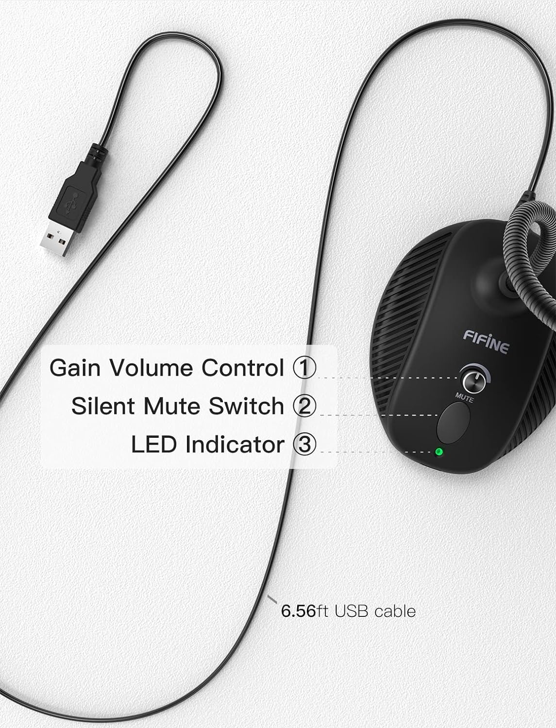 FIFINE USB Computer Microphone, Plug &Play Desktop Condenser PC Laptop Mic,Mute Button with LED Indicator, Compatible with Windows/Mac, Ideal for YouTube,Zoom,Recording,Twitch Games(K054)