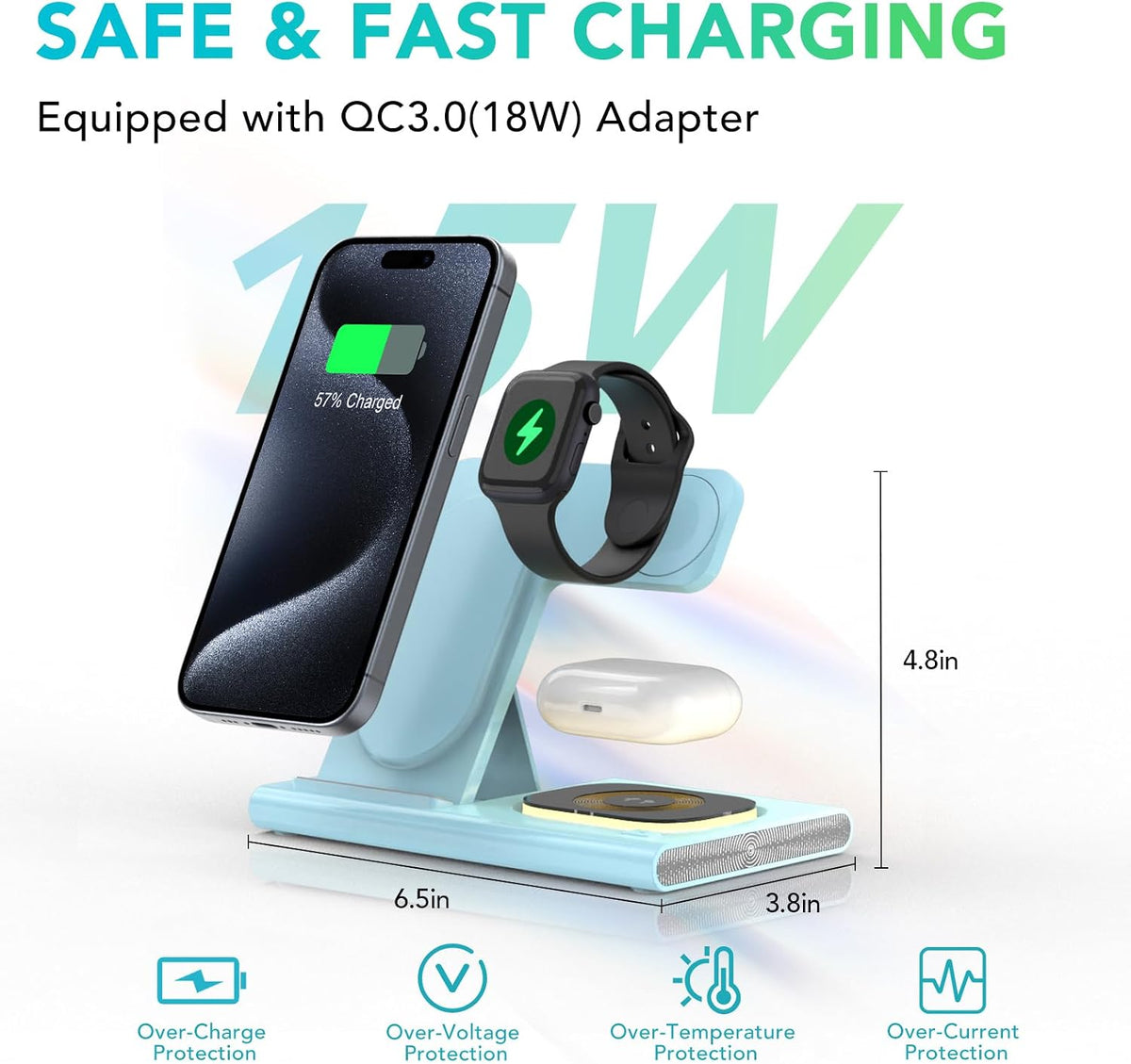 3 in 1 Foldable Wireless Fast Charging Station for Apple Multiple Devices