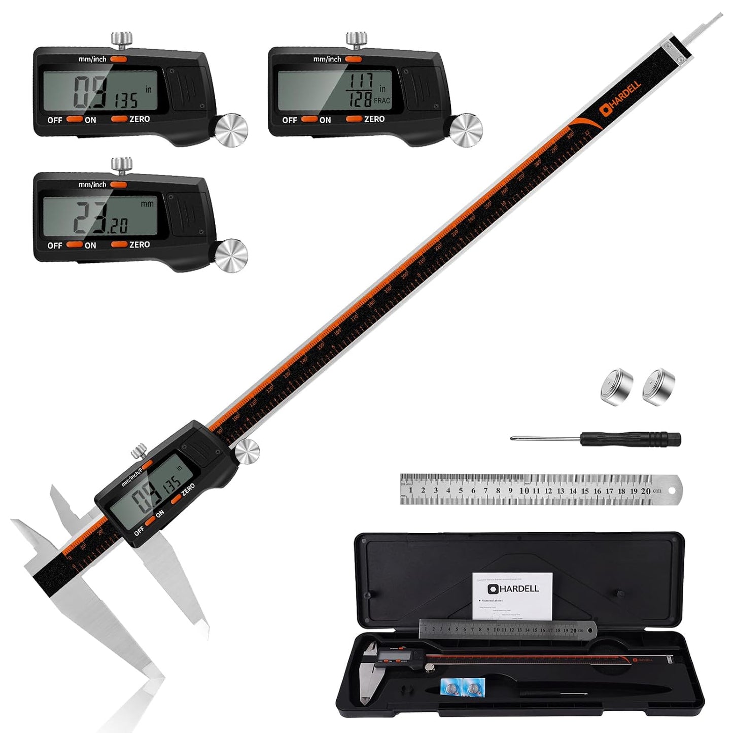 HARDELL Digital Caliper 6 Inch Large LCD Screen Calipers Measuring Tool | Auto-Off Feature, Inch/Millimeter Conversion, Electronic Vernier Caliper Micrometer for Jewelers/Woodworkers/DIY