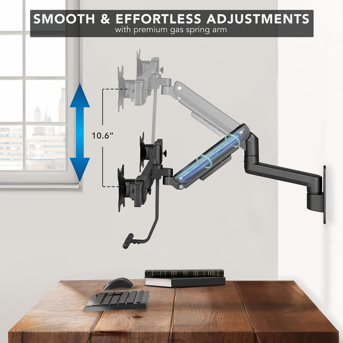 Mount-It! Proflex Dual Monitor Wall Mount with Crossbar
