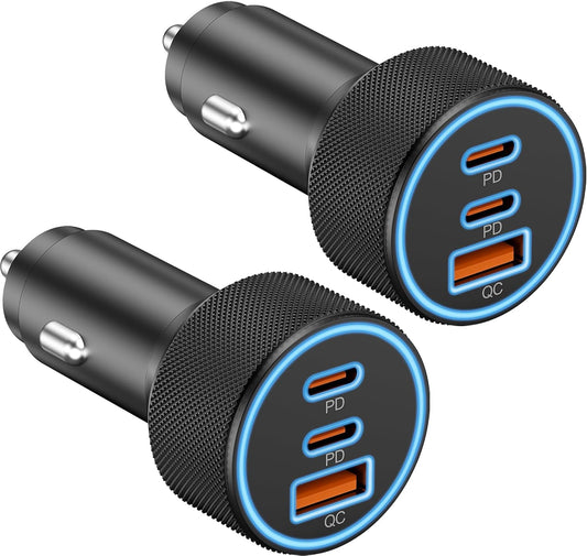 USB C Car Charger, 3Port 67W Dual USBC & USB-A Car Phone Fast Power Adapter | Fast Charging Cigarette Lighter Accessories, for iPhone 17/16/15/14/13/12/11 Pro Max,iPad, Galaxy S26/S25/S24,Pixel, Android