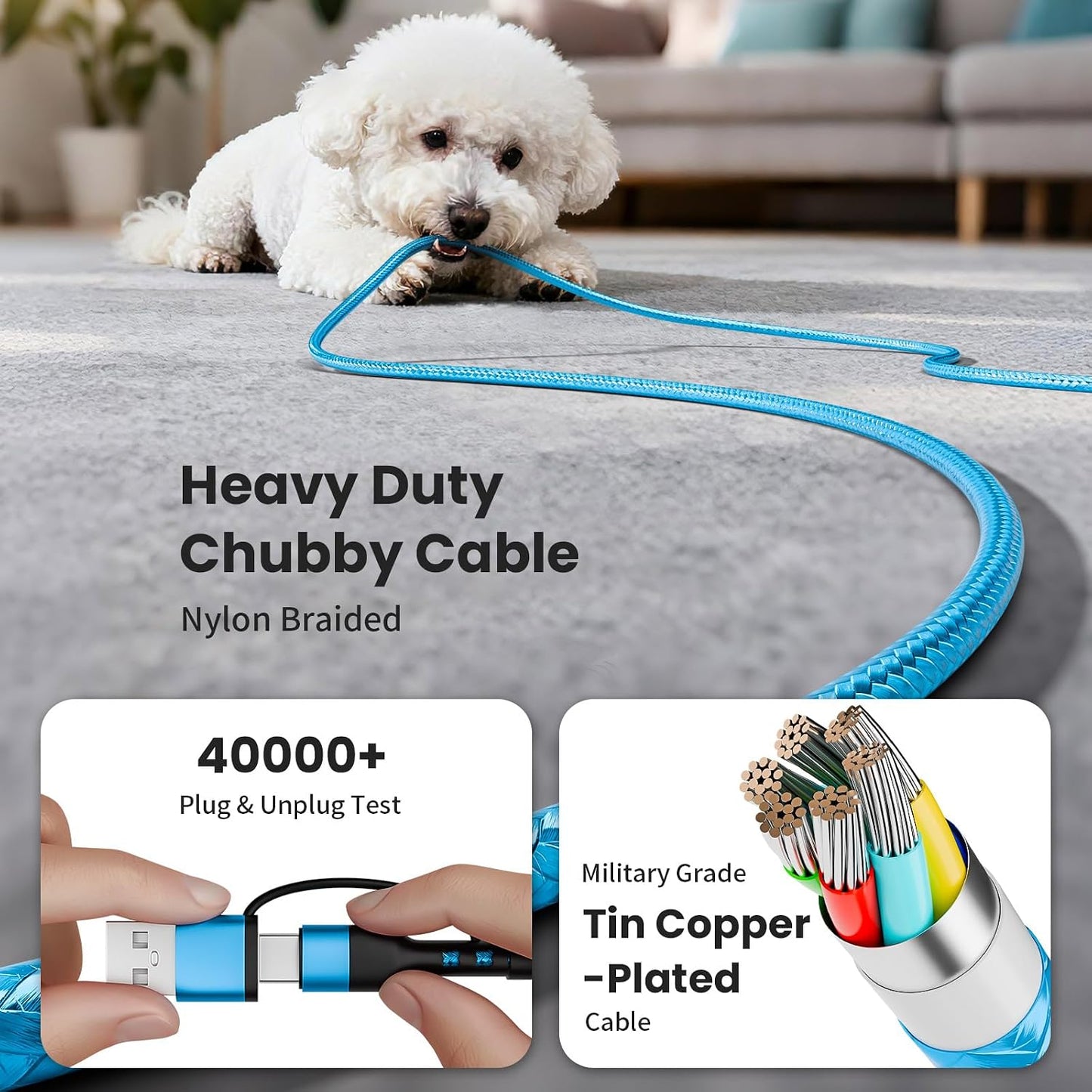 Cruise Travel Essentials 2026, Multi Charging Cable Cord for iWatch Charger | 3 in 2 USB A/C Cable to iPhone 17 Charger/iWatch Charger/IP, Multi Charger Cable for iWatch Series & iPhone17-8/iPad Blue-5FT