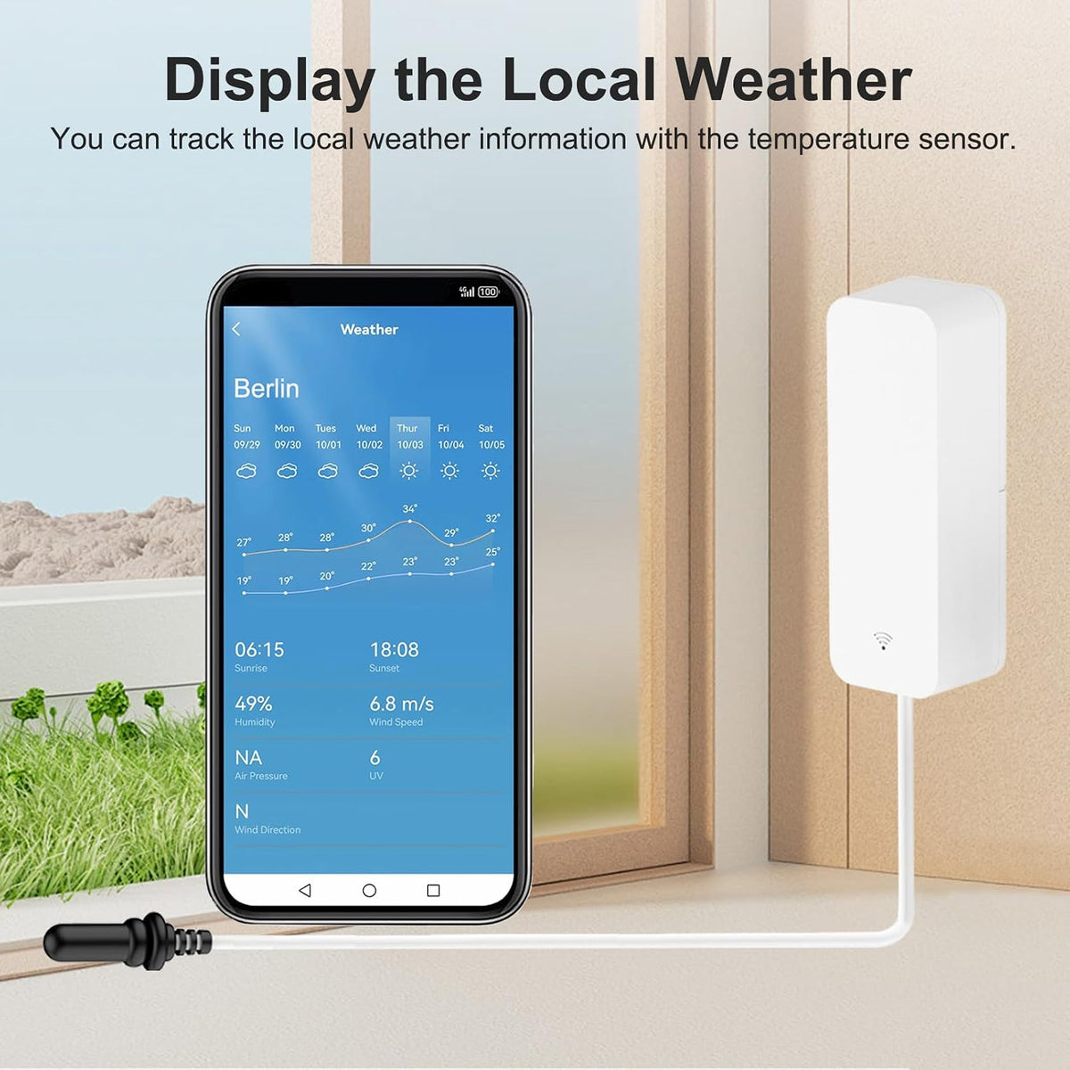 Smart Thermometer Hygrometer: WiFi Temperature Sensor with External Probe, Weather Function Thermometer Humidity Meter for Freezer, Aquarium, App Alert, Compatible with Alexa (Dual Detection 2PCS)