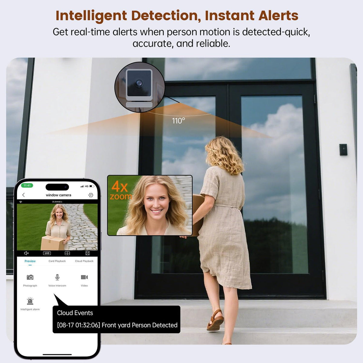 Window Camera, 3MP 2K Indoor Cameras for Home Security with Mounting Sticker,AI Color Night Vision, Person & Motion Detection,Support 2.4GHz & 5GHz WiFi
