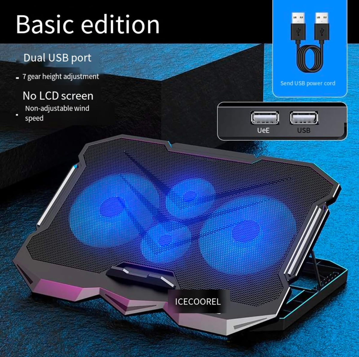 Laptop Cooling pad for‌ MSI Thin A15 15 GF63 GF65 Katana Cyborg Modern Summit Raven Sword Prestige Pulse Series 14-17 inch Laptop, Cooler with 4 Fans, LCD Display Screen, 2 USB-A Port ﻿