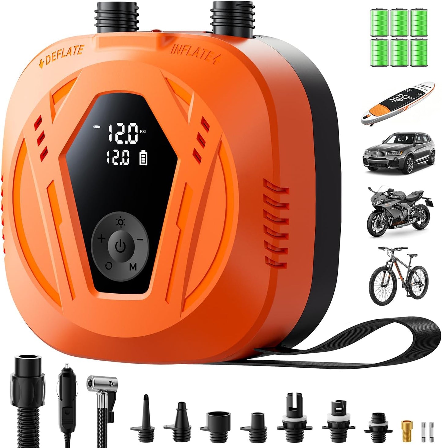 50PSI Paddle Board Electric Pump, Portable Rechargeable SUP Pump with Automatic Power-Off and Deflation Functions, Suitable for Stand up Paddle Boards, Car Tires, Inflatable Boats, and Kayaks