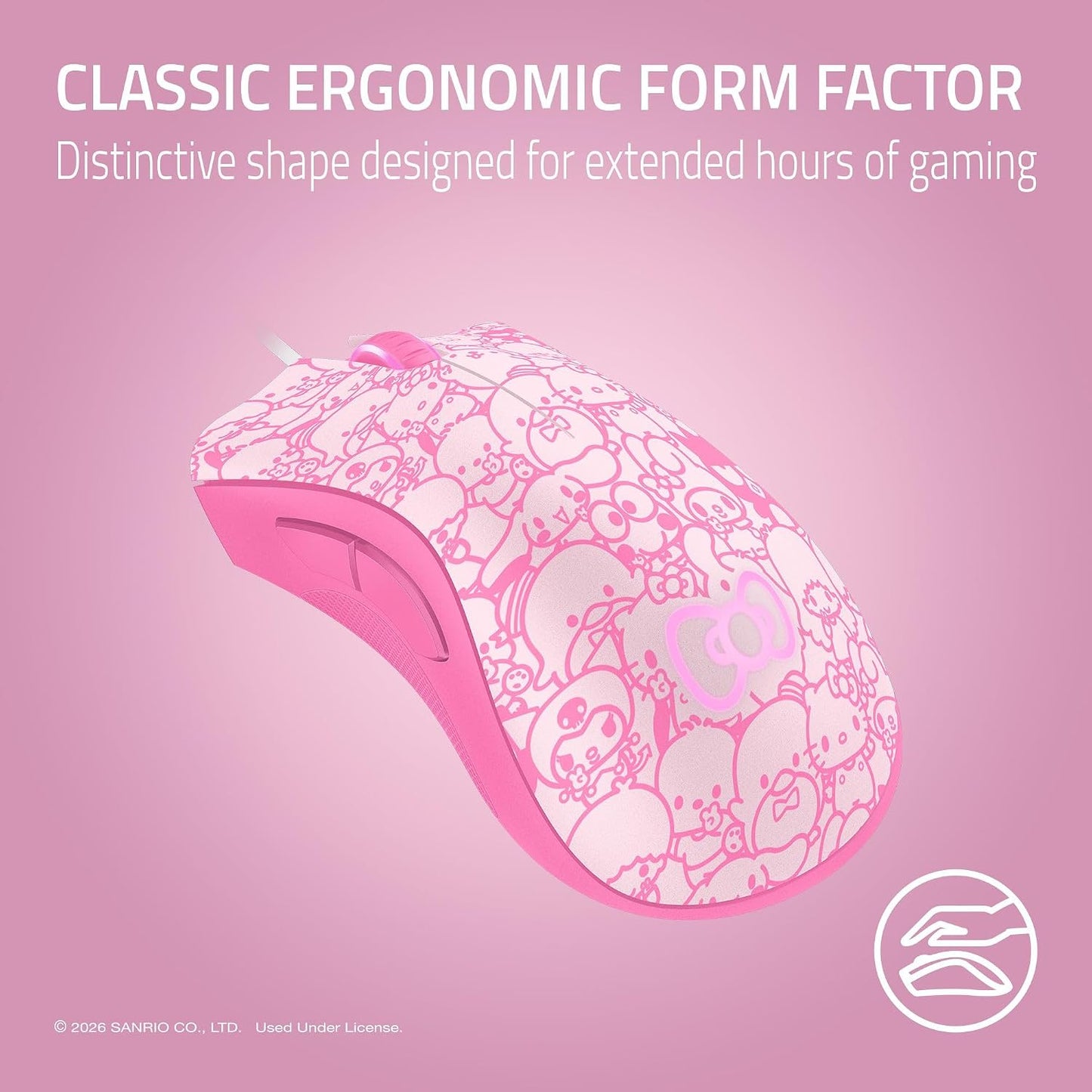 Razer DeathAdder Essential Gaming Mouse, Hello Kitty and Friends Edition | 6400 DPI Optical Sensor, 5 Programmable Buttons, Mechanical Switches, Rubber Side Grips