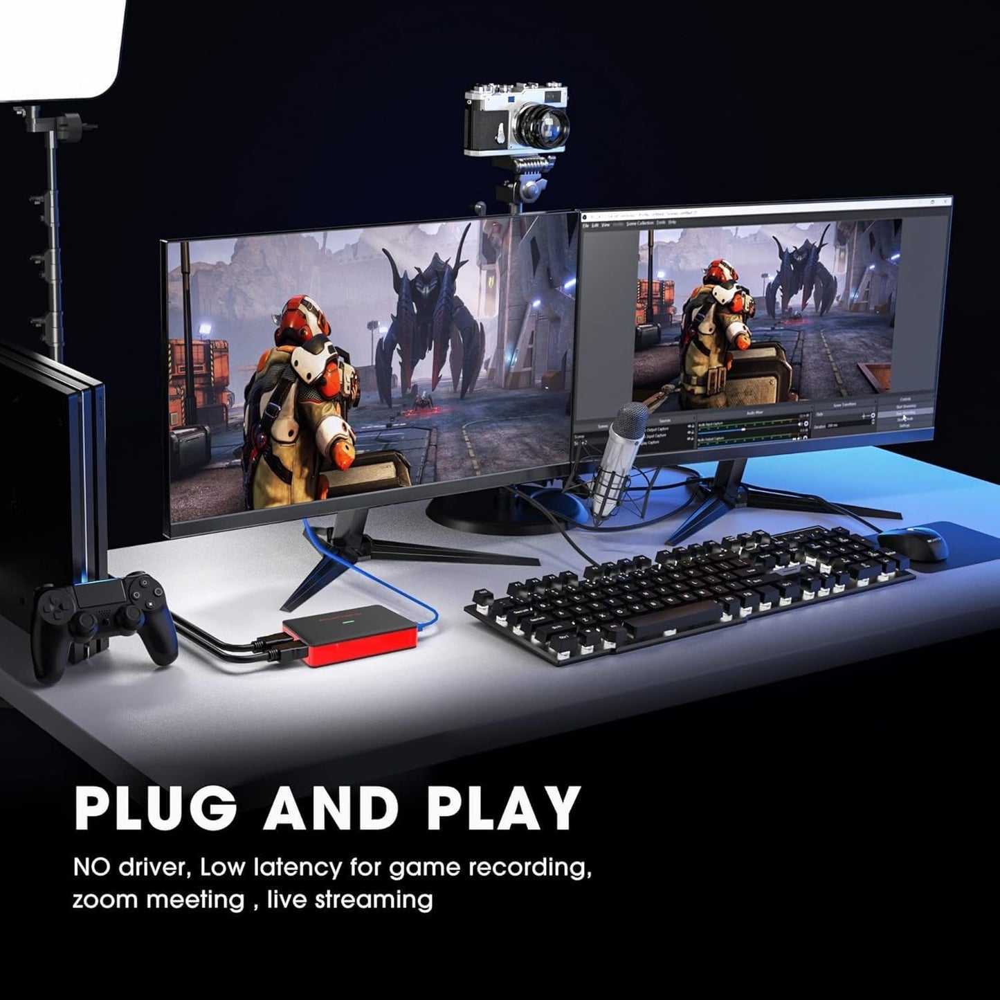 4K HDMI Game Video Capture Card, HD 1080P 60FPS Audio Video, Gaming, Live Streaming, USB 3.0 HDMI to USB Capture Card Compatible with Windows Linux Os X System Xbox 360,Wii U,PC