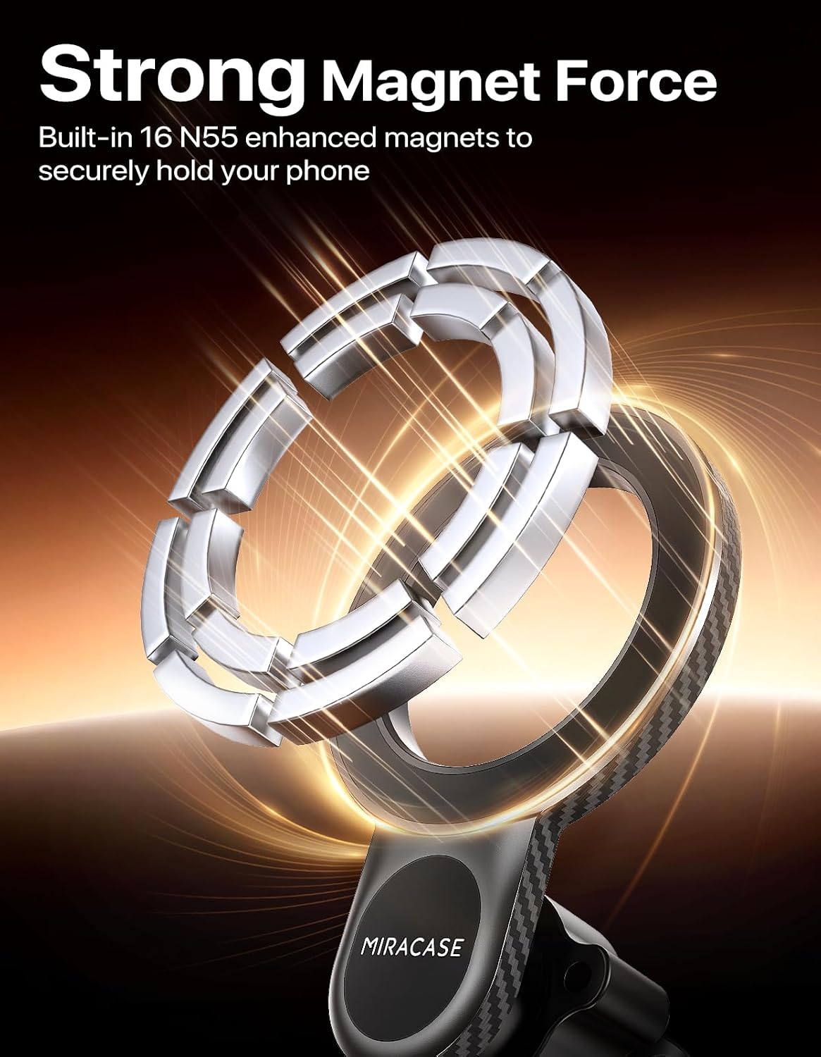 miracase for MagSafe Car Mount, [Strong Magnetic] 2026 Hands Free Phone Holders for Your Car, Universal Cup Holder Phone Holder for iPhone 17 16 15 14 13 12 Pro Max, Samsung & More Smartphones