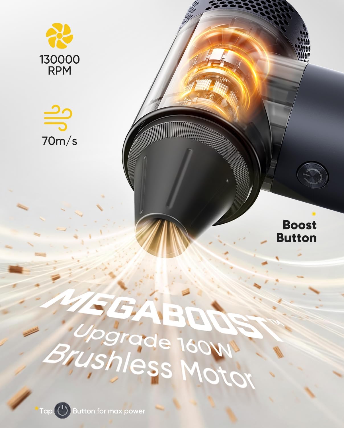 Fanttik Gust B11 Mix Pro 2-in-1 Electric Air Duster & Portable Fan | 130000RPM Brushless Motor, 100-Speed Adjustable, One-Tap Booster, Rechargeable Blower for PC, Electronics & Outdoor Cooling