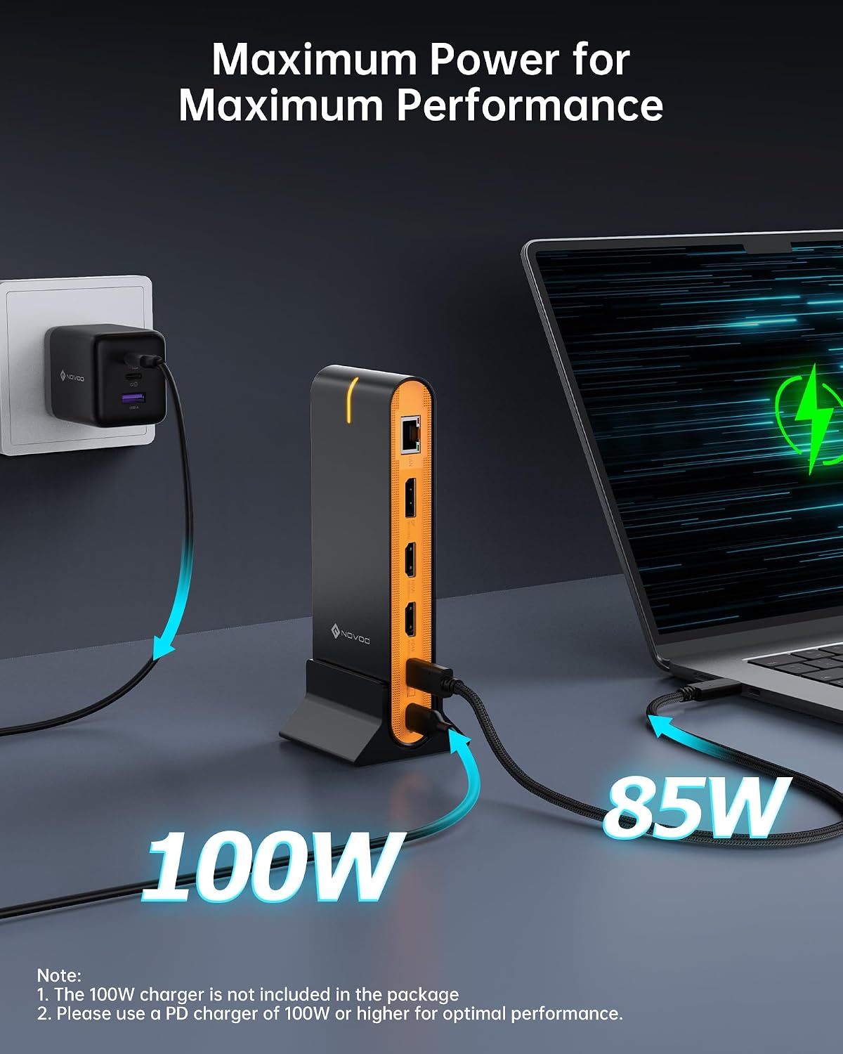 NOVOO 15 in 1 Laptop Docking Station Dual Monitor, 8K DP & Dual 4K HDMI