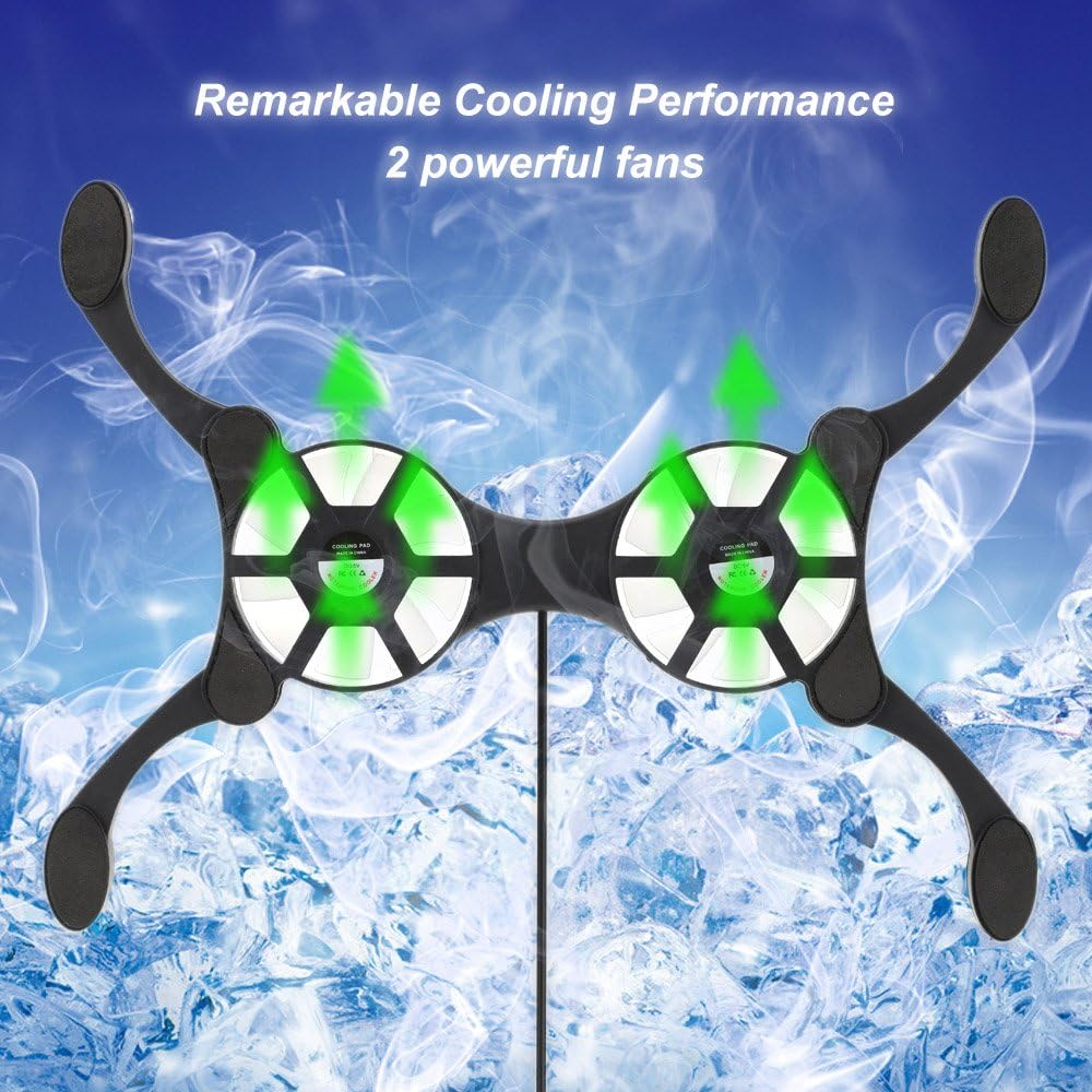QUZHI Mini Portable Folding Foldable USB Dual Fan Cooler Cooling Pad for PC Laptop Notebook 7