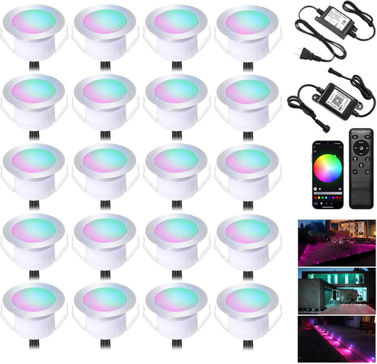 12V Low Voltage Φ1.22 LED Recessed RGB Deck Lighting 20pcs with Remote