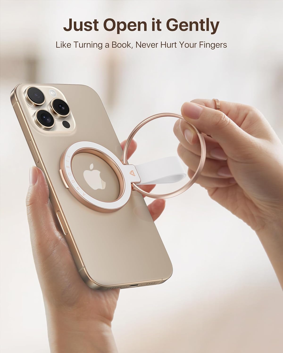 andobil [2026 Unrivaled Stability] Magnetic Phone Grip Holder for MagSafe | Stronger 2-Sided Magnetic Phone Ring Kickstand w/ Silicone Loop MagSafe Accessories for iPhone 17 Pro Max Air 16/15/14/13/12