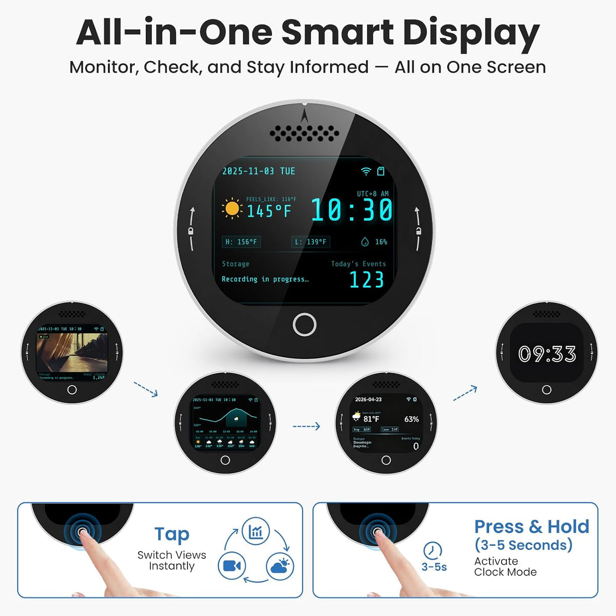 SOLIOM 5MP Window Camera, LCD Touchscreen,24/7 Recording, 2.4&5GHz WiFi