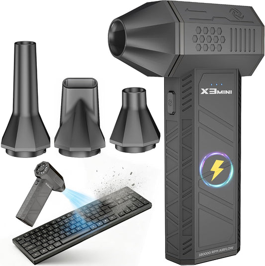 Compressed Air Duster, 180000RPM Electric Turbo Fan | Rechargeable Cordless Air Blower with 3 Speeds, Brushless Motor, Keyboard, Gaming PC & Electronics Cleaner