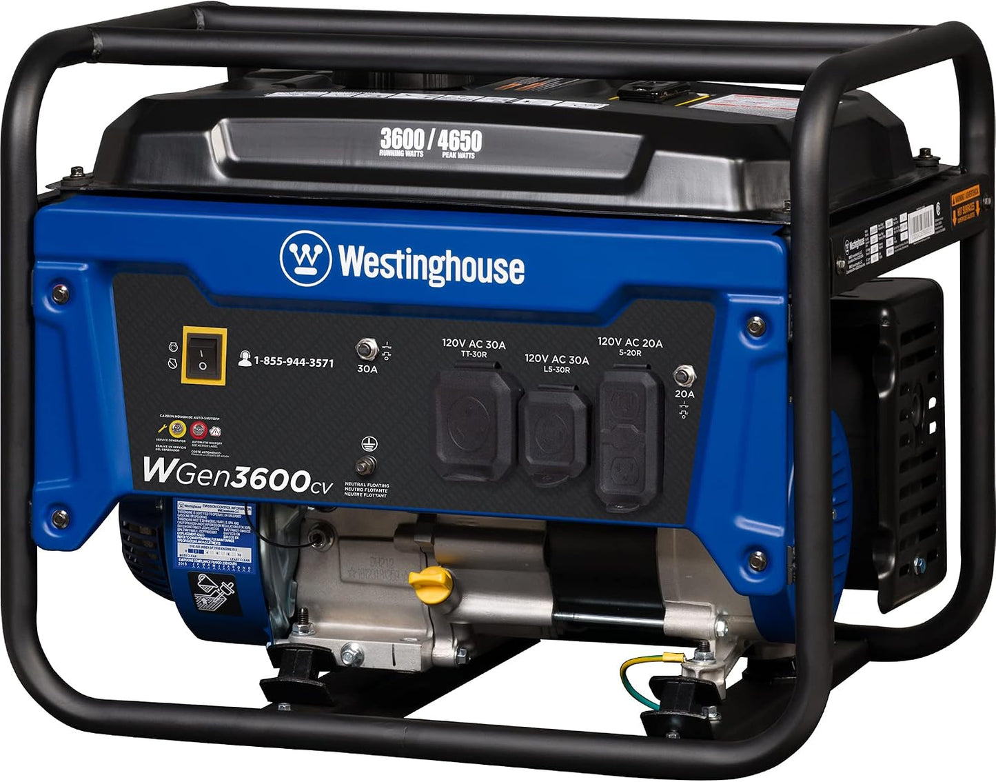 Westinghouse 4650 Peak Watt Portable Generator, RV Ready 30A Outlet, Gas Powered, CO Sensor