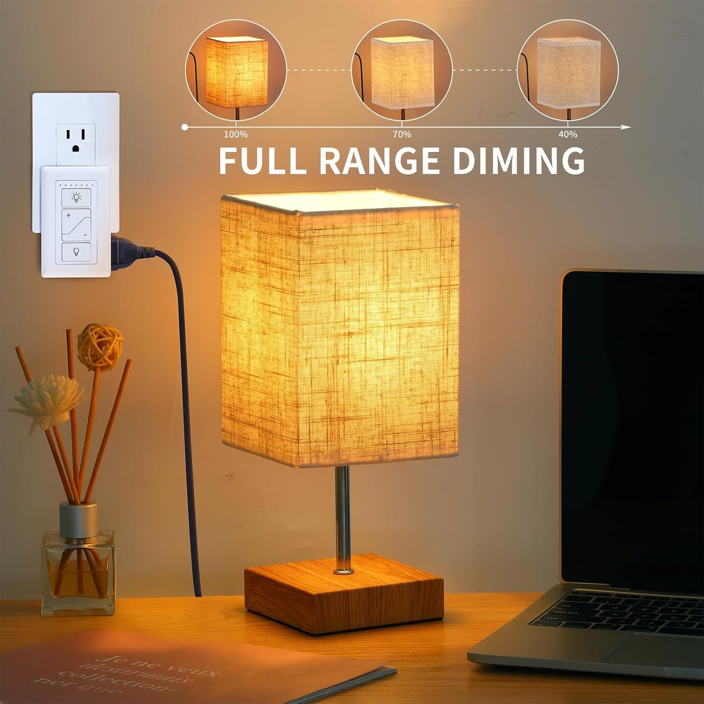 Smart Plug-in Dimmer, Wireless Dimmer Plug with Remote for Indoor Home Lighting, Digital Light Switch for Lamp Compatible with Alexa, for Dimmable LED/CFL Lights and Incandescent/Halogen