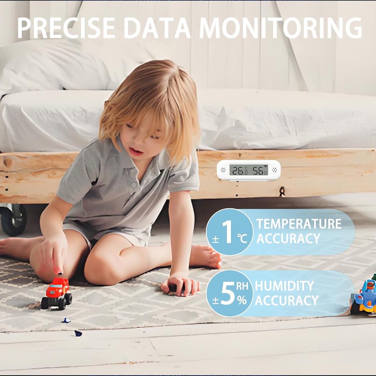 WiFi Thermometer Hygrometer, Indoor Temperature Humidity Sensor 4PCS