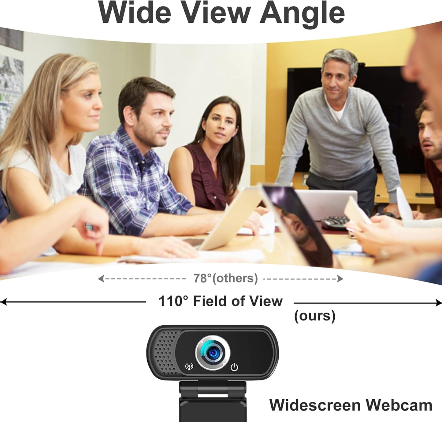 1080P Webcam with Microphone,Web Camera for Desktop Computer Laptop | Wide Angle Webcam With Tripod/Privacy Cover,110°FOV,Plug and Play USB Camera for PC Laptop Mac Zoom Conference Game Streaming