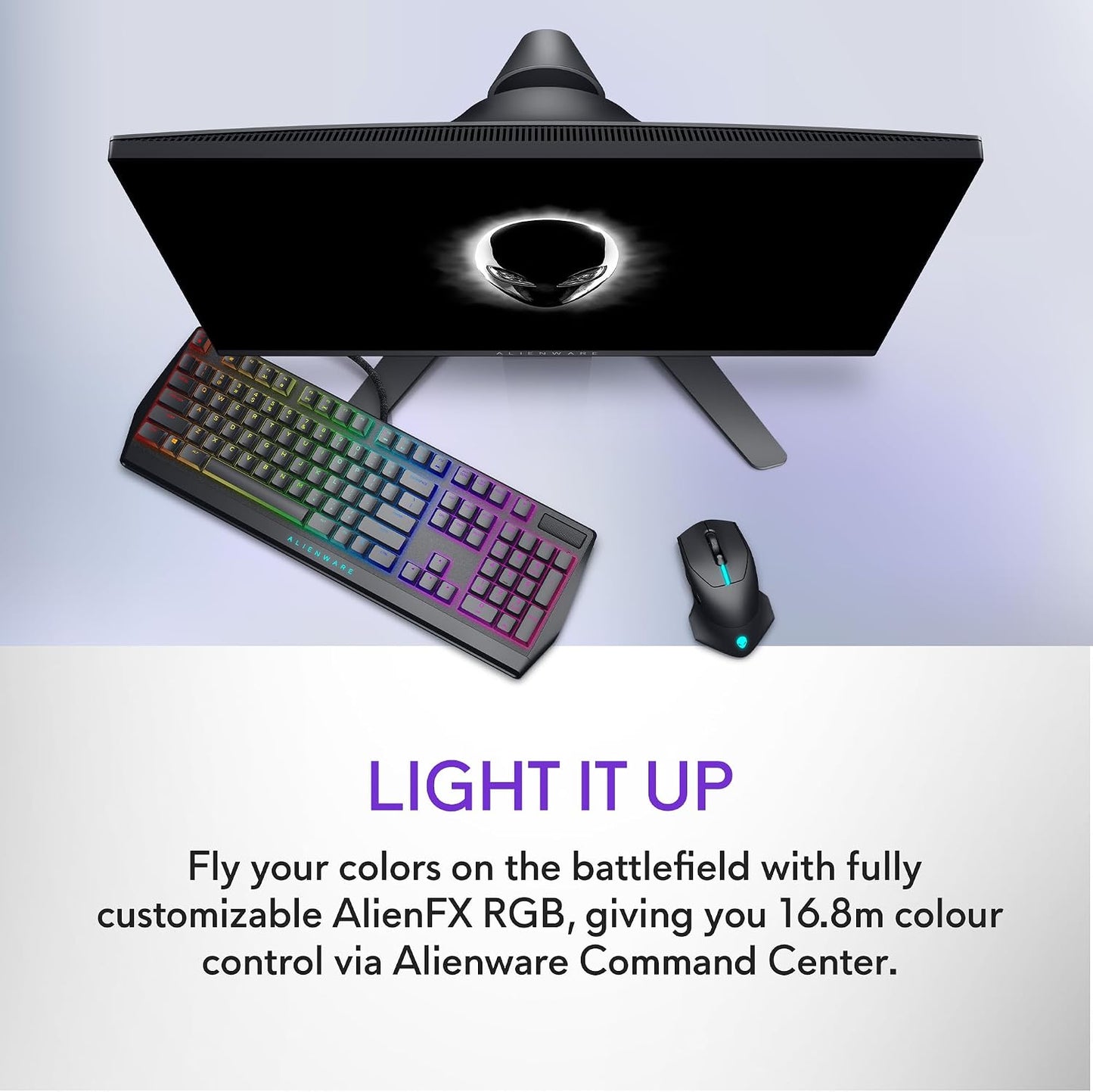 Alienware Wireless Gaming Mouse AW610M, 16000 DPI, 400 IPS, 7 Buttons | USB Wired, Optical Sensor, Programmable Controls, 1000Hz Polling, RGB Lighting, Dark Side of the Moon