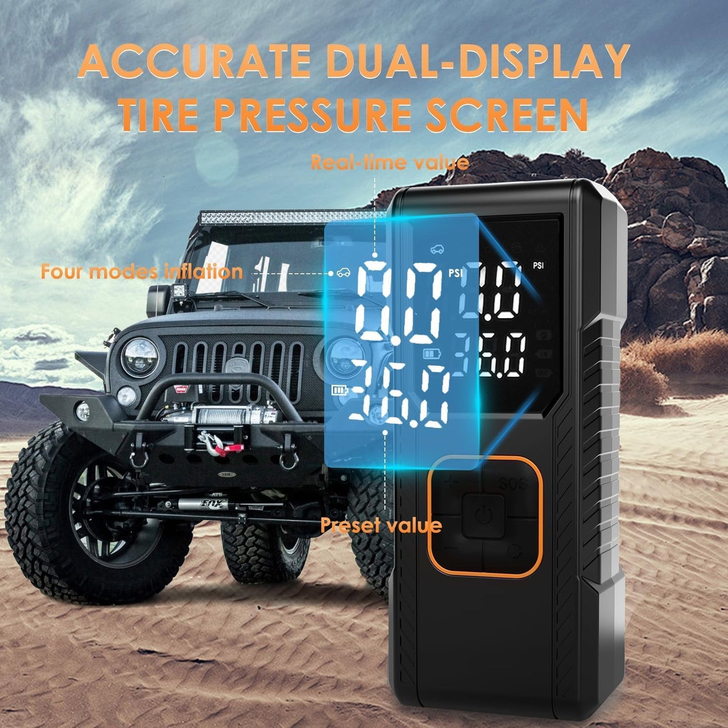 Tire Inflator Portable Air Compressor, 150PSI Cordless/12V DC Air Pump for Car Tires with Pressure Gauge, Auto Shut-Off, Faster Tire Inflator Bike Pump for Car, Motorcycle, Bicycle, Ball