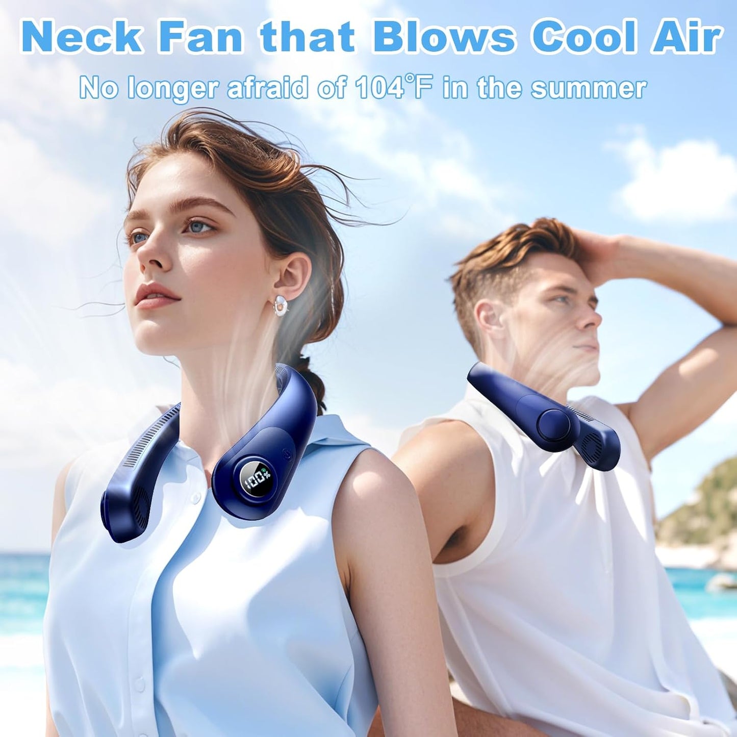Portable Neck Fan that Blow Cold Air, LED Display, Rechargeable Hands-Free Wearable Cooling Personal Fan, 5 Speed, Neck Support, Bladeless Neck Air Conditioner, Gifts for Women/Men, Hot Flashes