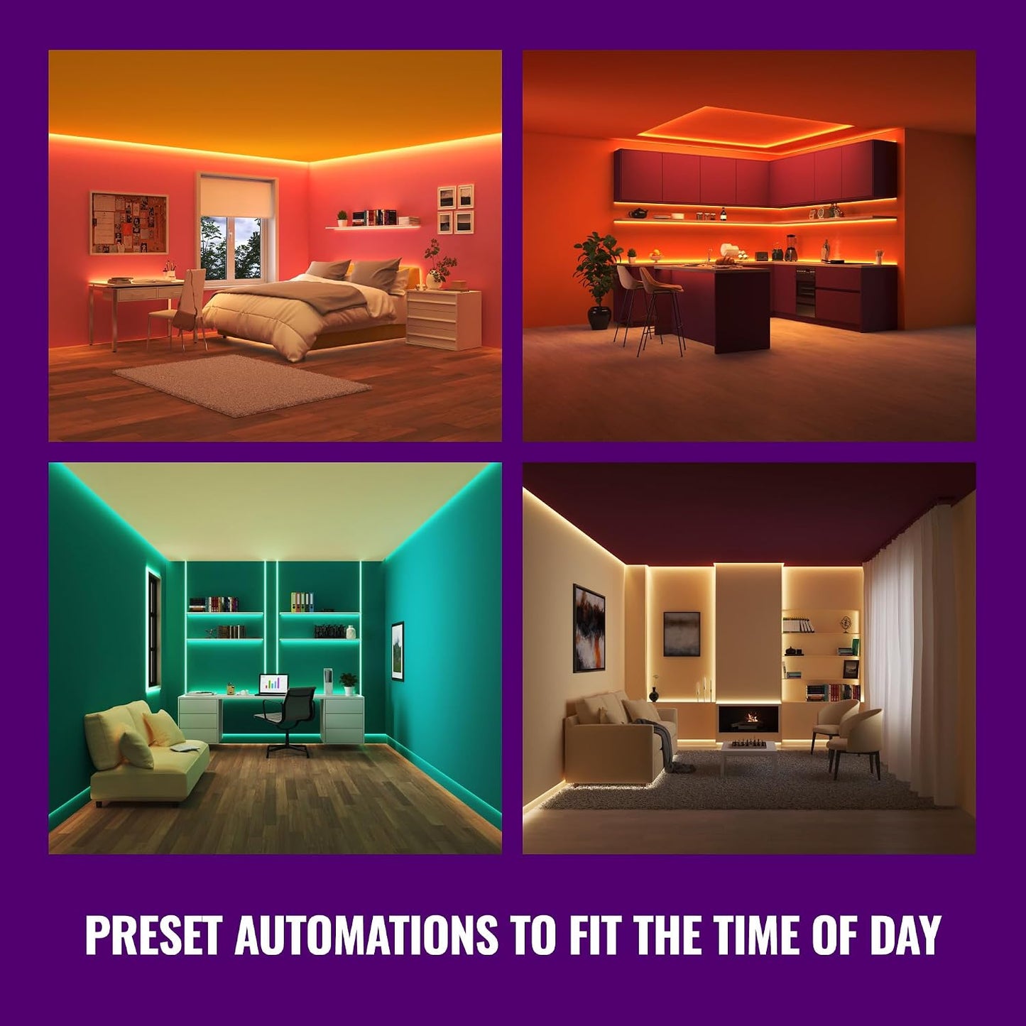 WiZ Connected Smart Light Strip, Sunset/Sunrise Automation, Preset Modes, Control with Voice or App, Full Color RGB Lighting, Voice Control, 50ft Cut to Fit