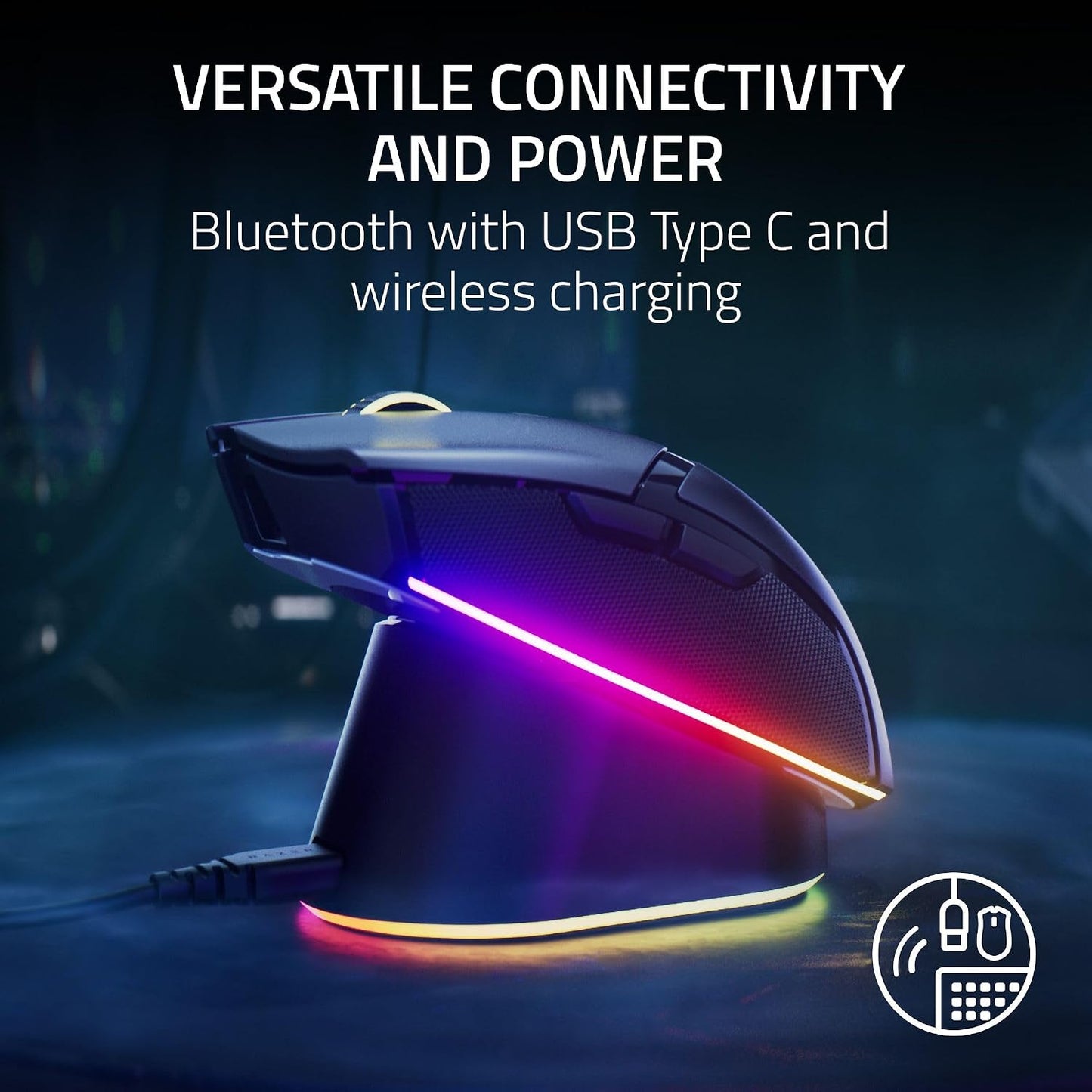 Razer Cobra Pro Wireless Gaming Mouse, 2.4Ghz, BT, USB-C, White | Chroma RGB Lighting, 30K Optical Sensor, Gen-3 Optical Switches, 10 Customizable Controls, Up to 170 Hr Battery