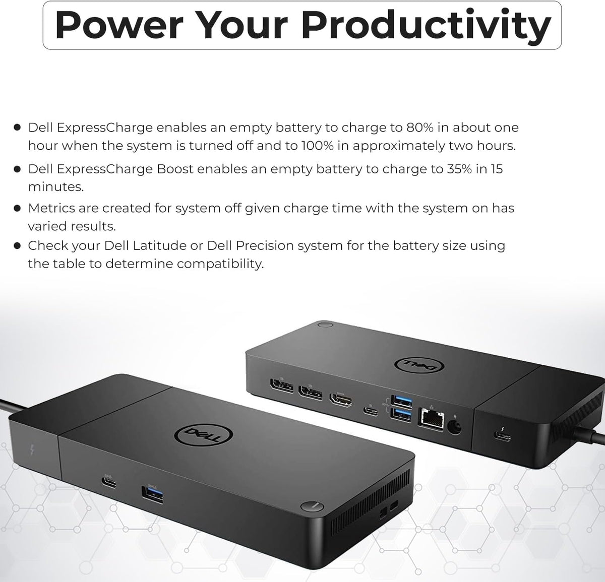 Dell WD19TBS Thunderbolt Dock Bundle - 4K Display, 1 Year Warranty, Dell Docking Station Dual Monitor with 180W Adapter, Anyhdd HDMI, DisplayPort, Thunderbolt Cable - Laptop & Computer Docking Station