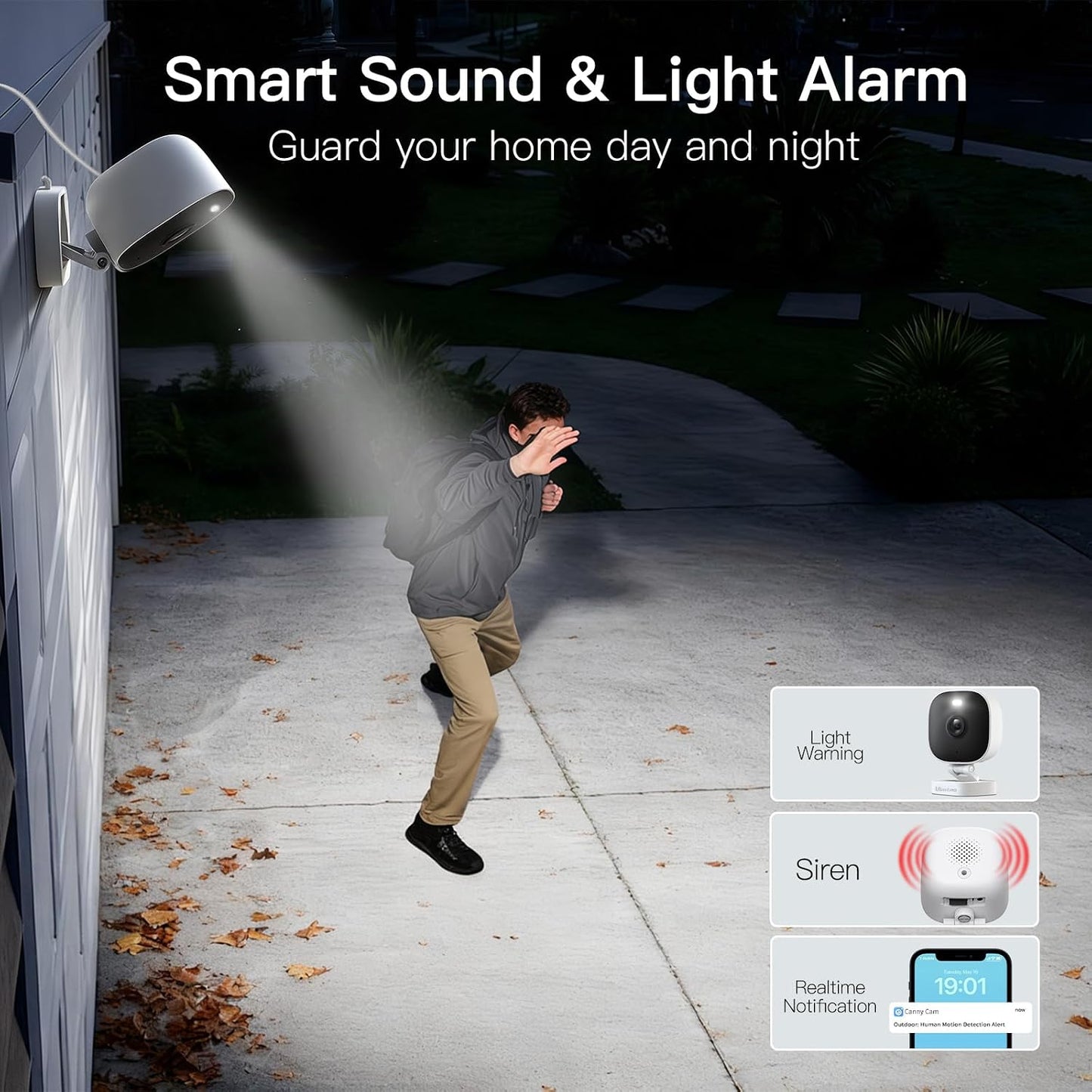 VIMTAG Security Camera Outdoor Indoor, 2.5K Cameras for Home Security Pet/Dog, Color Night Vision, Baby Monitor, Motion Activated Spotlight/Siren, IP66,2-Way Audio, Cloud/512G TF Card Storage,Plug-in