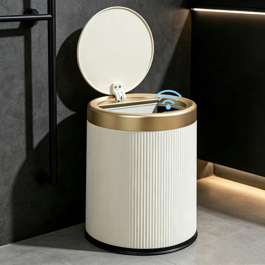 URALFA Bathroom Trash Can with Lid, Automatic Motion Sensor Trash Can