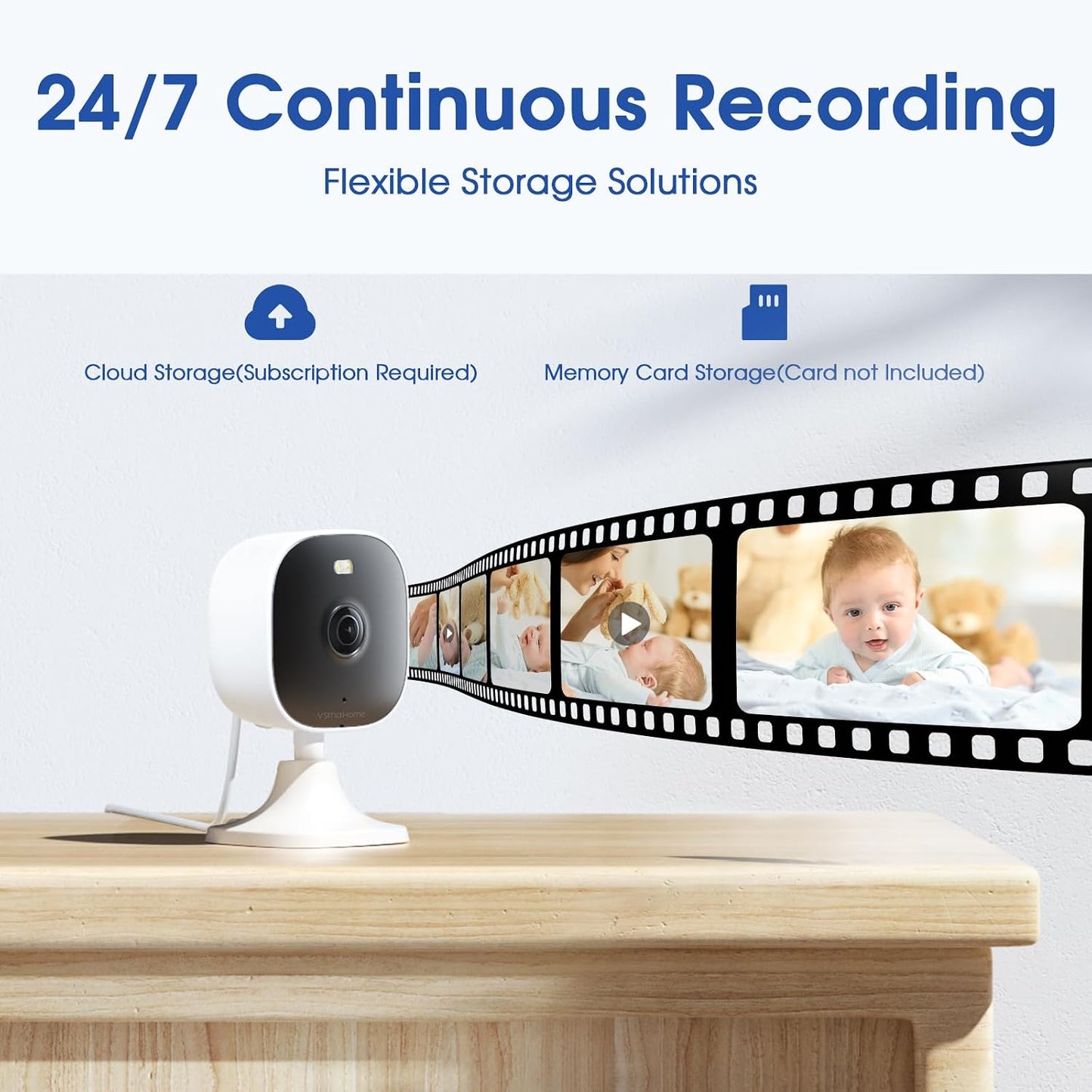 2.5K Indoor Cameras for Home Security Outdoor, Indoor Security Camera, 2.4g/5g Inside Cameras for House/Elder/Dog/Pet/Baby, Plug and Play, Support Card/Cloud (Not Included), 9.84ft Wire, 2PCS