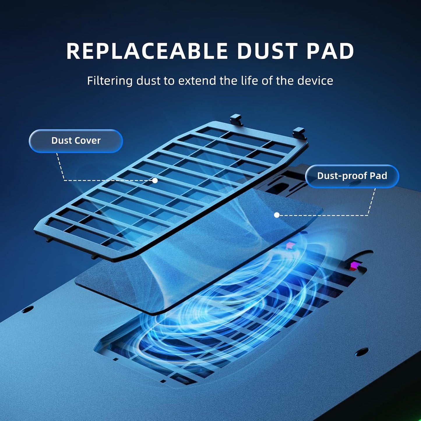 RGB Laptop Cooling Pad with LED Touch Screen, 3500 RPM Turbofan Notebook Cooler for 12-21 Inch Gaming Laptops, 3-Port USB Hub, Adjustable Stand to Prevent Overheating & Boost Performance