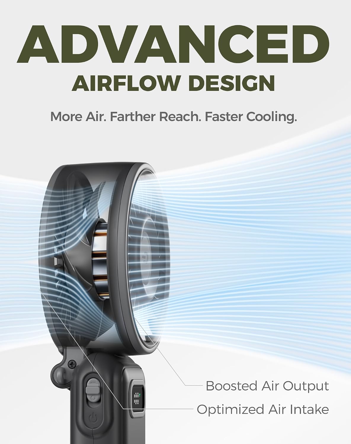 Diveblues Portable Turbo Fan, 100 Speed Handheld Fan with Strong Airflow, Foldable 4 in 1 Personal Fan for Neck, Desk & Travel, USB-C Rechargeable, Lightweight for Summer, Concerts & Outdoor Use
