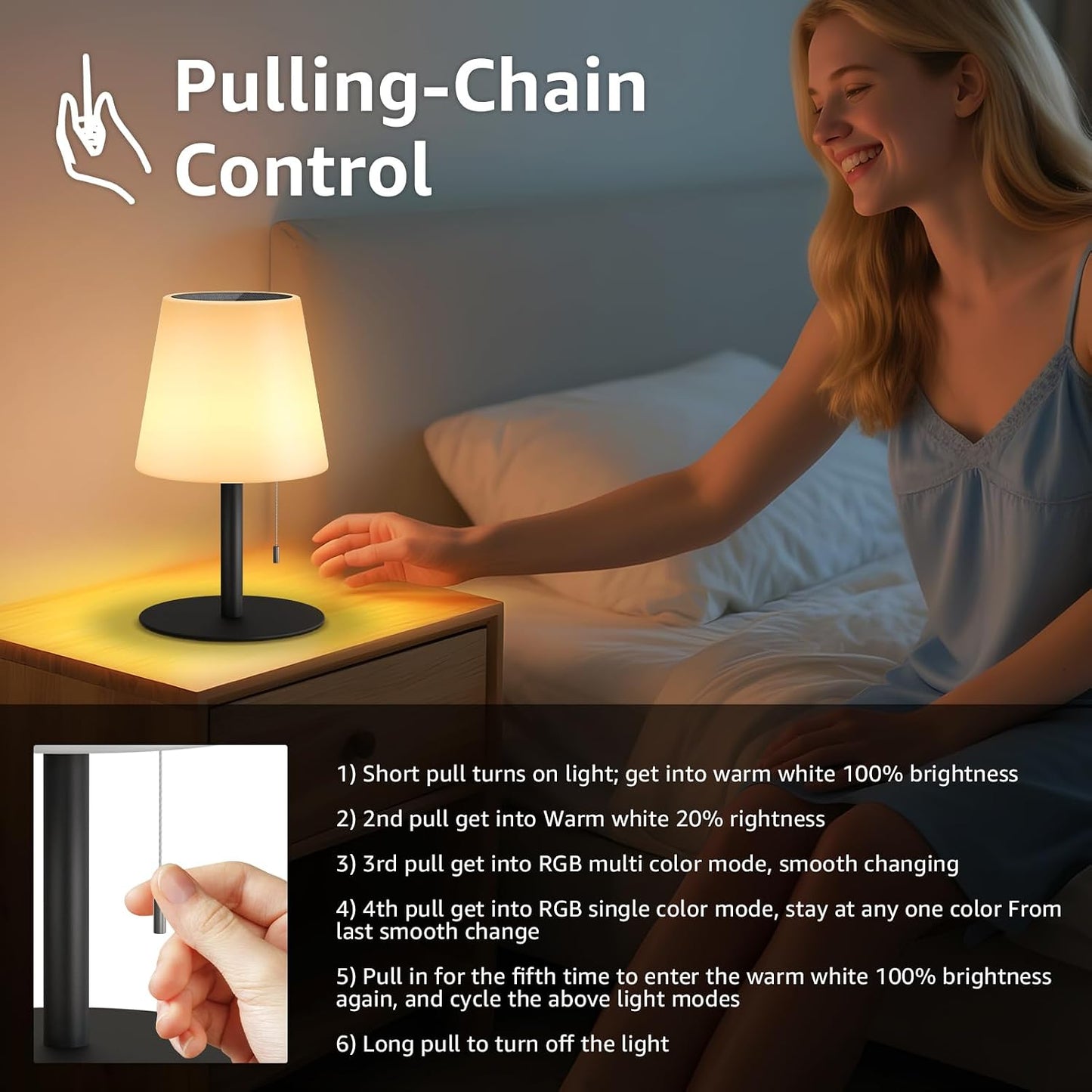 Solar Table Lamp Outdoor, Rechargeable Cordless Patio Lamp with RGB Light | Warm White Dimmable LED, Waterproof Portable Garden Light for Deck, Camping, Dining Table, Indoor Outdoor Ambiance