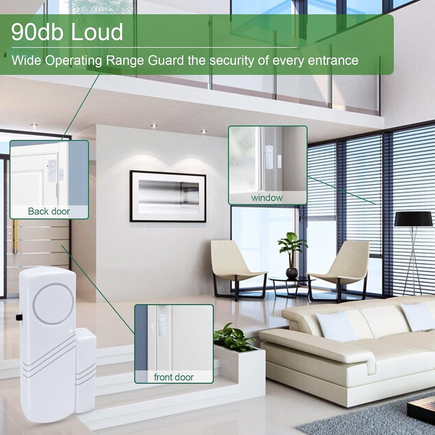 Door Window Alarm, 90dB Door Alarms Sensor for Kids Safety, Home Security, Door Window Burglar Alarm, Window Pool Alarms for Home, Apartments, Offices, Hotel Rooms (10pack)
