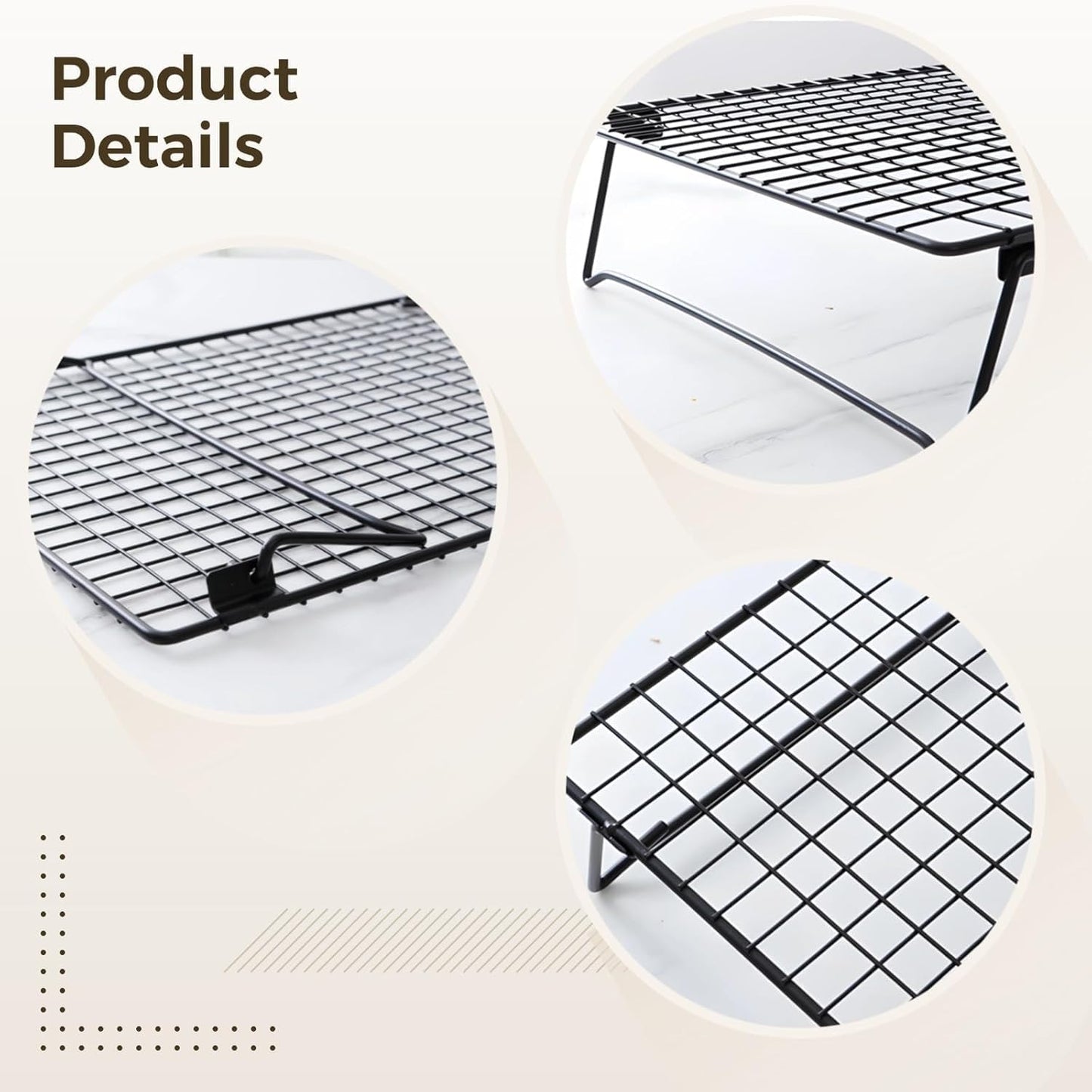 Extra Large Foldable Cooling Rack - Multi-Purpose Baking Cooling Rack for Cakes, Breads, Laptop Stand for Computer Cooling, Grill Rack with Foldable Legs (16.85" x 11.05")