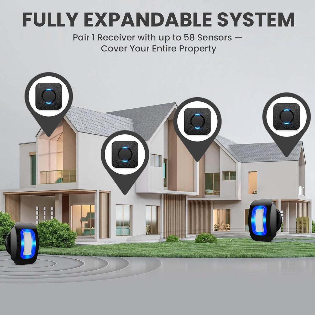 Wireless Motion Sensor LED Light - Motion Detector Alarm Chimes Door Sensor