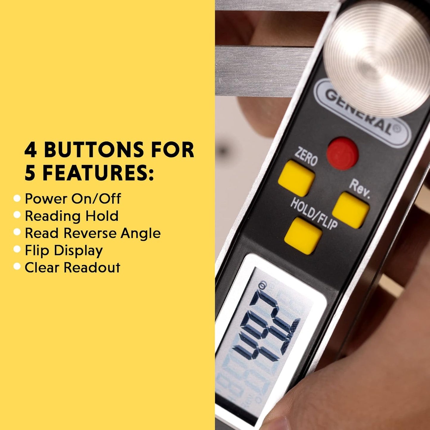 General Tools T-Bevel Gauge & Protractor - Digital Angle Finder with Full LCD Display & 8" Stainless Steel Blade