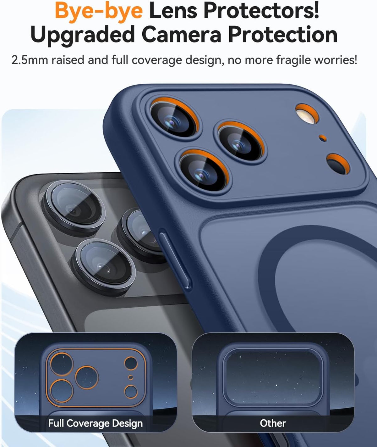 CANSHN Magnetic Shockproof for iPhone 17 Pro Max Case, Deep Blue | Full Camera Protection, Compatible with MagSafe, Translucent Matte, Military-Grade Protection, Scratch Resistant, Slim Fit