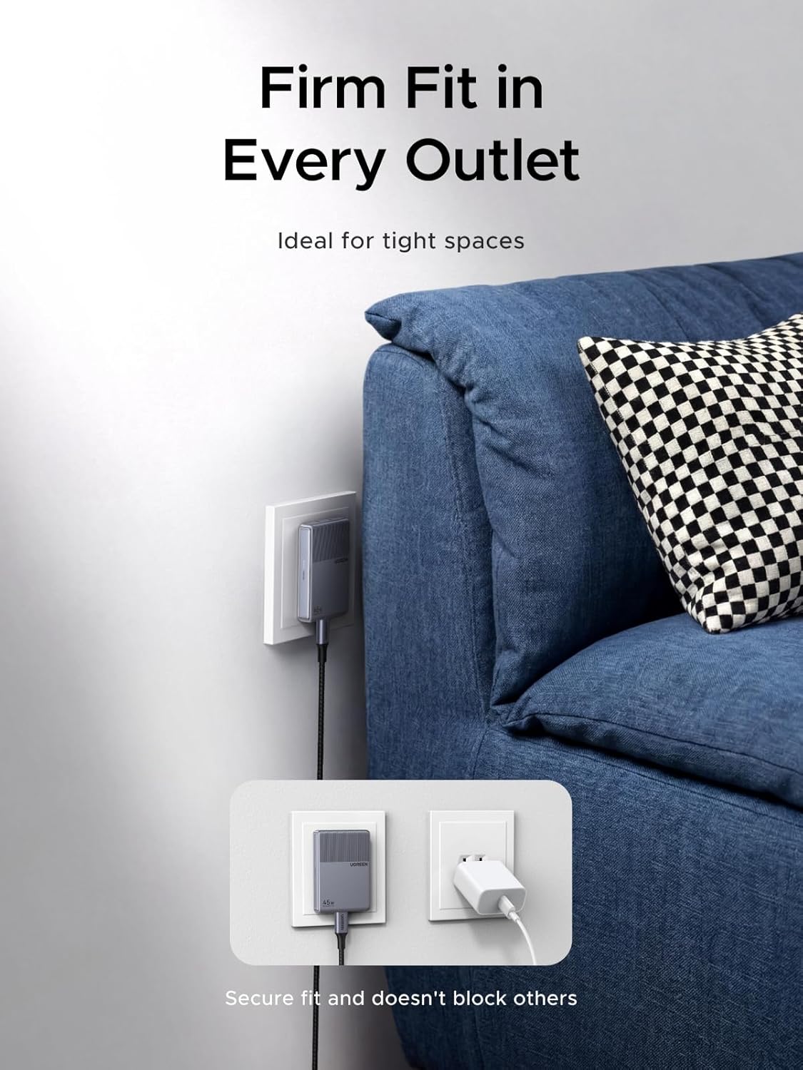 UGREEN Nexode Air 45W USB C Charger Block, Flat USBC Wall Charger, Ultra Slim and Foldable Plug Power Adapter for iPhone 17 16, Galaxy S26/S25, iPad, MacBook Air/Neo/Pro, Grey