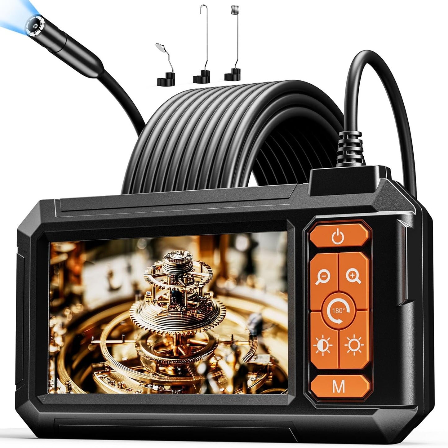 Endoscope Camera with Light, Inspection Borescope Camera 4.3" IPS Screen | 1920P HD Inspection Kamera IP67 Waterproof with 8 Adjustable LEDs 16.5 FT Cable Borescopes for Sewer Drain Pipe Cool Gadgets