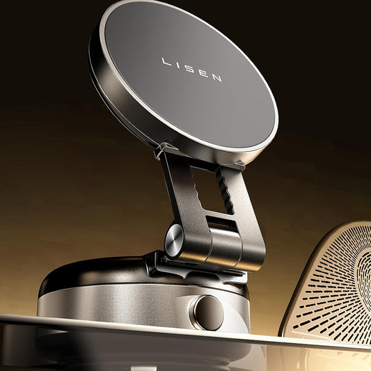 LISEN Portable for iPhone 17 Electric Vacuum Suction Phone Holder for Car MagSafe, Magnetic Phone Holder for Car Suction Cup Phone Mount Foldable for iPhone 17 Pro Max Air /16/15/14/13/12 Kits